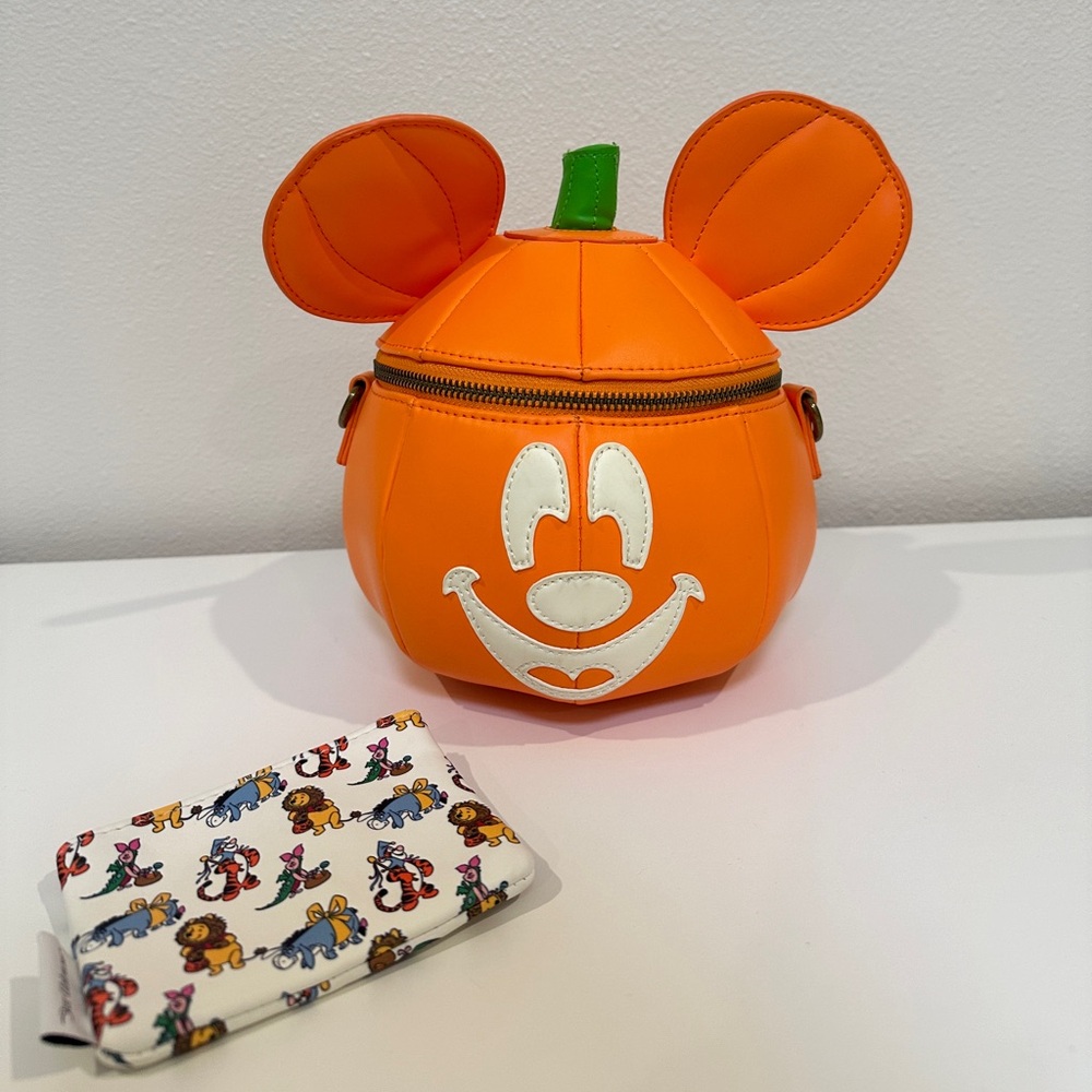 Loungefly Disney Pumpkin Mickey Head Crossbody Bag